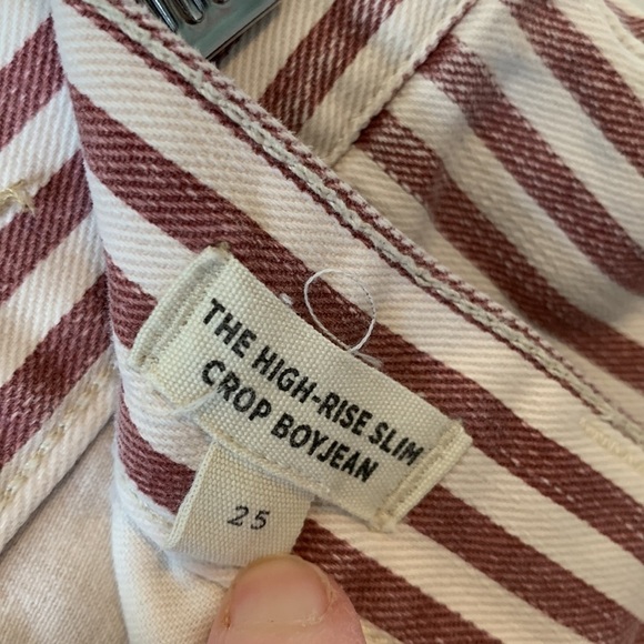 MADEWELL The High Rise Slim Crop Striped Boy Jeans Size 25 - Picture 11 of 17